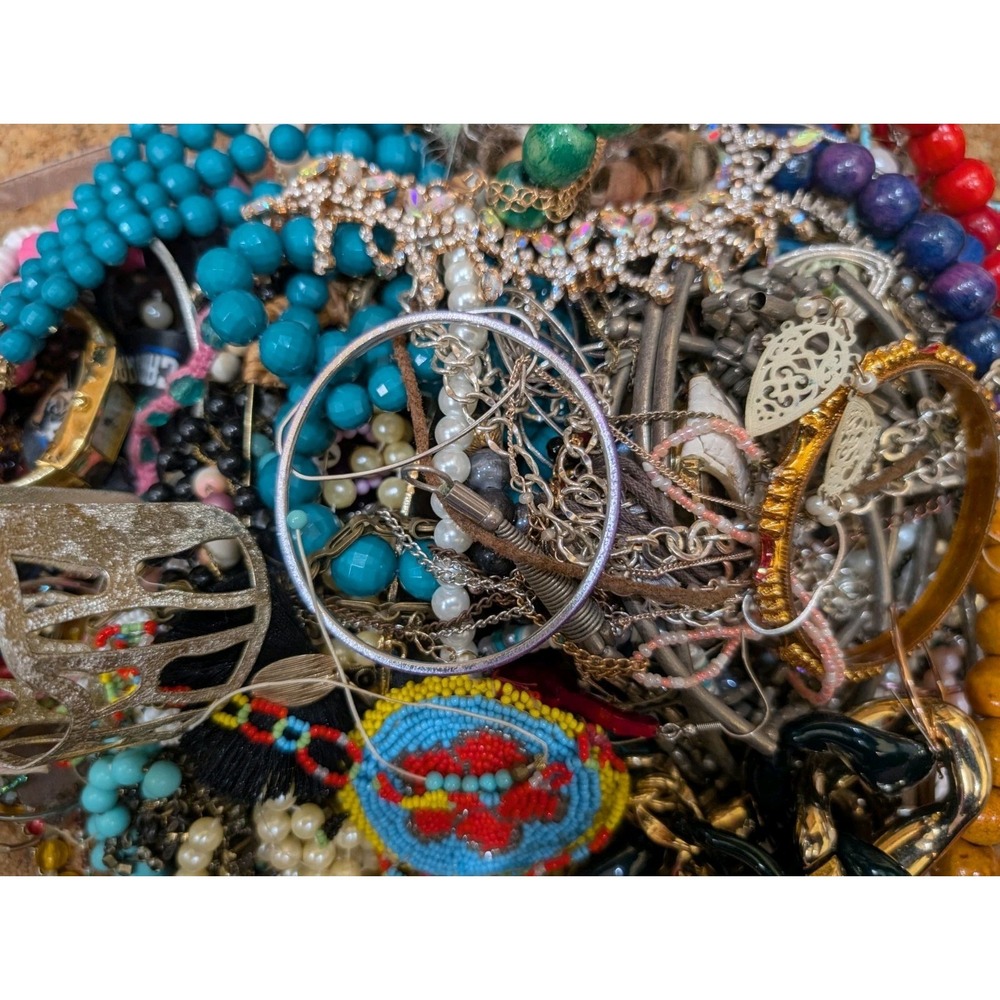 5 Lbs Mixed Craft Jewelry Lot Rhinestone Beaded Repurpose Harvest Lot 4